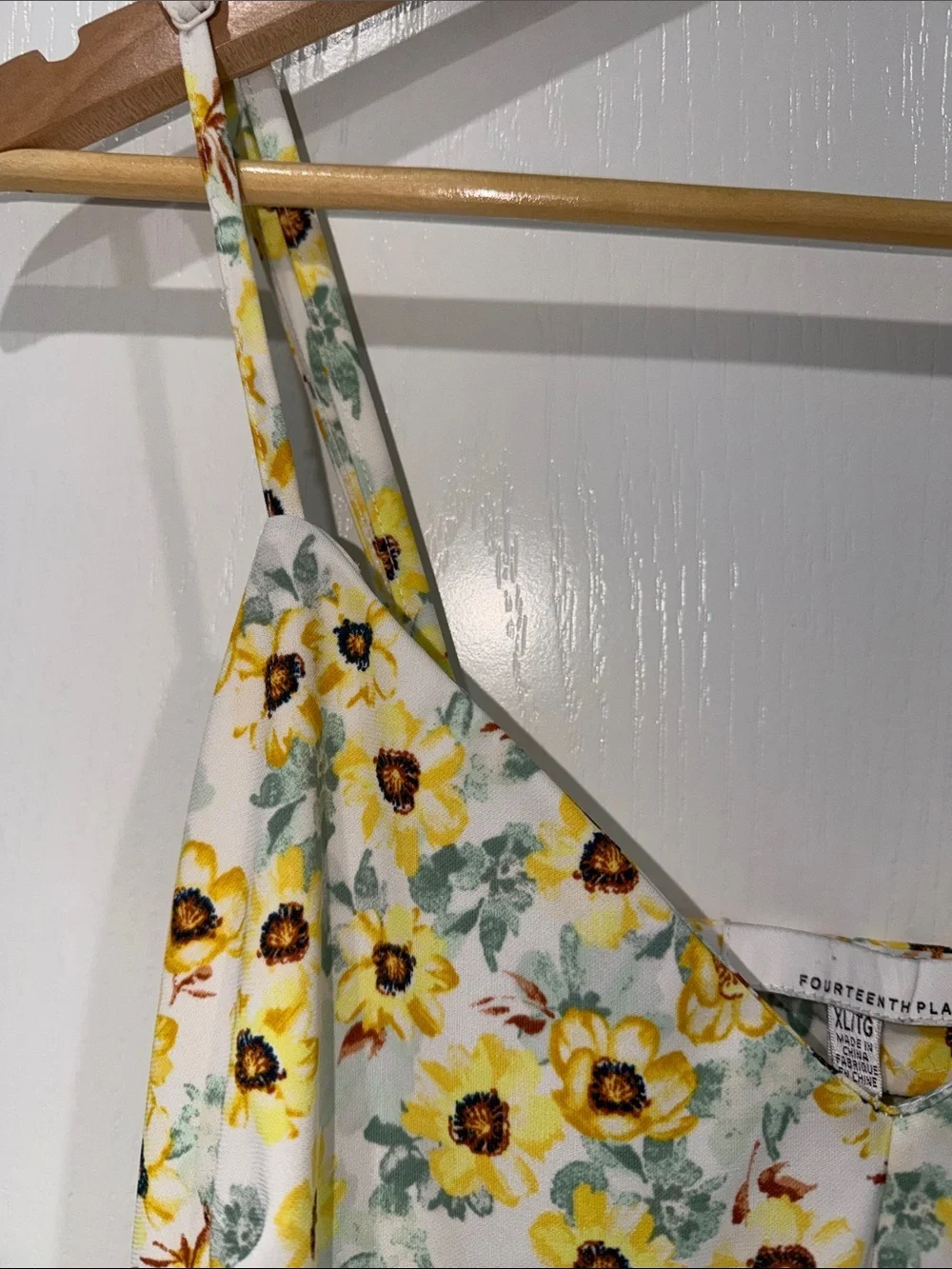 14th Place sunflower pattern Yellow Floral Slip Dress size xlarge maxi